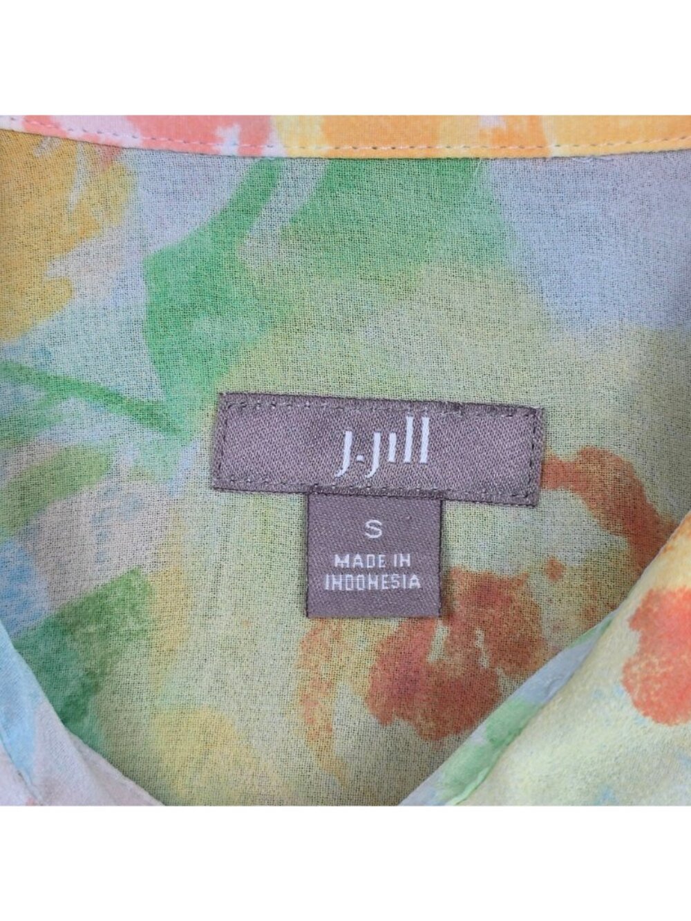 J Jill Small Womens Sheer Button-Up Floral Blouse Multi-Color Lightweight Polyes - Picture 2 of 6